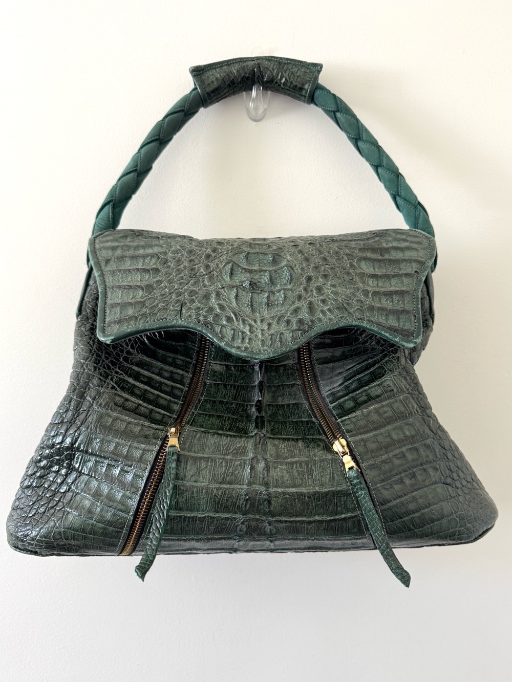 Hermès Silk Lined Jay Wolf Custom Crocodile Leather Bag One of a Kind Vintage